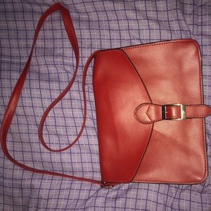 Red Buckle Crossbody Bag